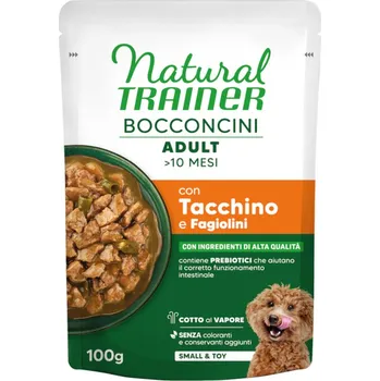 Krmivo pro psa 100g Natural Trainer Bocconcini Adult Small & Toy kousky v omáčce krůtí vlhké krmivo pro psy