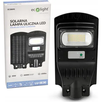 Venkovní osvětlení SOLÁRNÍ ULICNÍ LAMPA 30W 4000K 650lm