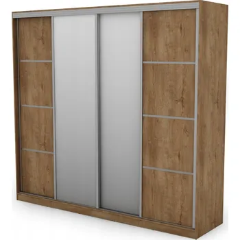 Šatní skříň Skříň eMeblast dub lefkas posuvná 4-dveřová 260x240x65 cm