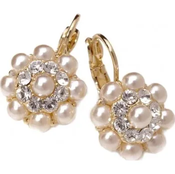Náušnice Náušnice s perlami a krystaly z kolekce Classic Colibra - pozlacené