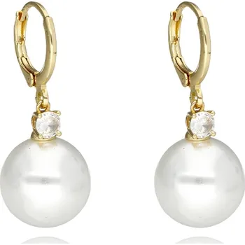 Náušnice Yvon Nadčasové náušnice s perlou shell a třpytem kubické zirkonie