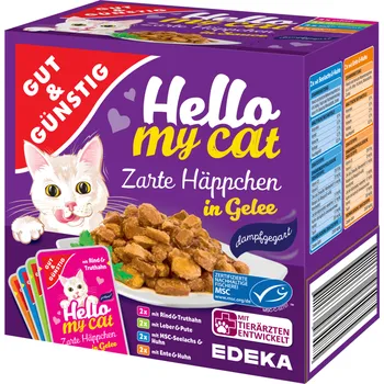 Gut & Günstig masové kapsičky pro kočky 8 x 100 g v želé (Dovoz: Německo)