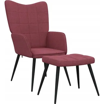 Křeslo Křeslo s podnožkou, vínově červená, potažené látkou