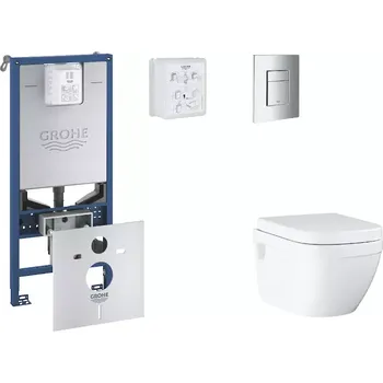 WC sada Grohe Rapid SLX - Set předstěnové instalace, klozetu, sedátka SoftClose a tlačítka Skate Cosmopolitan, chrom SANI11BB2107