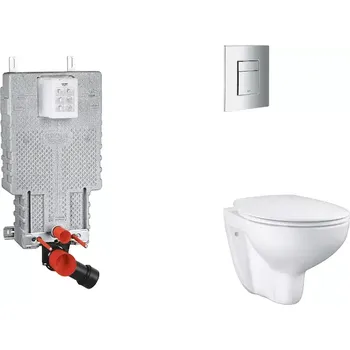 WC sada Grohe Uniset - Set předstěnové instalace, klozetu, sedátka SoftClose a tlačítka Skate Cosmopolitan, chrom SANI15BB2101