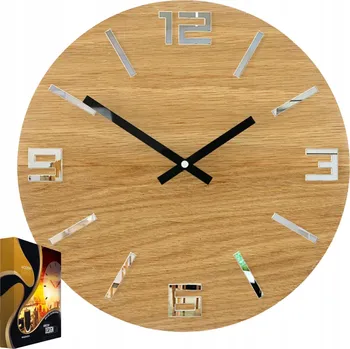 Hodiny Akrylové nástěnné hodiny s dubovým dřevěným rámem Arabic Wood Mirror Kulatý