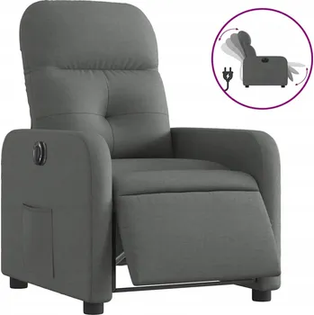 Křeslo Elektrické polohovací křeslo, tmavě šedé, potažené látkou
