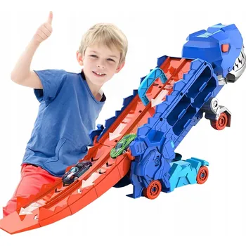auto na autodráhu Nákladní auto Dinosaurus 63 cm Triceratops 3v1 Raketomet Skluzavka Auta