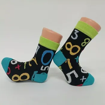 Dětské ponožky Trepon Number černo-tyrkysové (Bavlněné ponožky pro děti s čísly)