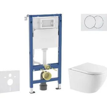 WC sada Geberit Duofix - Set předstěnové instalace, klozetu Oudee a sedátka softclose, tlačítko Delta, bílá SANI11CA31135