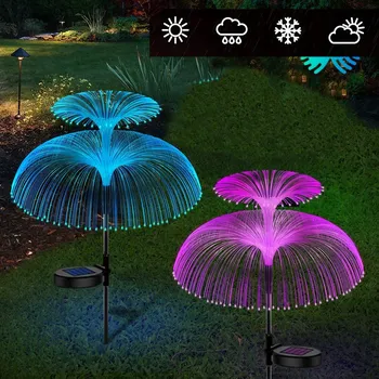 Venkovní osvětlení 2x SOLÁRNÍ LAMPA MEDÚZA LED MULTIKOLOR ZAPICHOVACÍ SVĚTLO SVĚTELNÉ VLÁKNO JELLYFISH