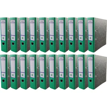 Pákový pořadač A4 75mm mramorovaný hřbet zelený EKOBOX 20 ks