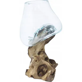 Váza Skleněná váza vsazená do dřeva - střední MGW-02