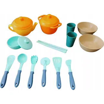 Dřevěná hračka Sada nádobí pro děti příslušenství hračky do kuchyňky měkké 20v1