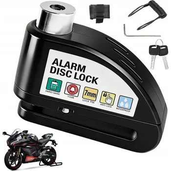 Motozámek ZÁMEK KOTOUČOVÉ BRZDY S ALARMEM 110 DB SKÚTR MOTOCYKL ČTYŘKOLKA MOTOR