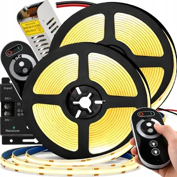 LED páska Sada LED Neon COB pásek 12V 10m 120W SILNÉ JASNÉ SVĚTLO NAPÁJECÍ ZDROJ DÁLKOVÝ OVLADAČ