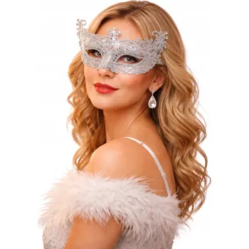 Karnevalová maska Maska na oči (benátská) stříbrná