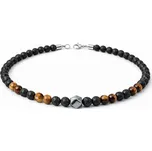 Daniel Dawson Pánský náhrdelník Alberto - lávový kámen, tygří oko, hematit X-NH1262-0280(1)/70 Černá 70 cm