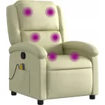 Rozkládací masážní křeslo, krémové, pravá kůže VidaXL