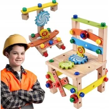 ostatní stavebnice Dětská dílna židlička vzdělávací stavebnice dřevěná stavebnice 49 dílků