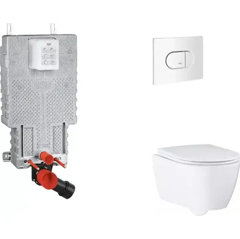 WC sada Grohe Uniset - Set předstěnové instalace, klozetu, sedátka SoftClose a tlačítka Arena Cosmopolitan, alpská bílá SANI15BB3116