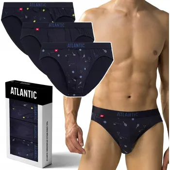 Slipy ATLANTIC 3MP-171 Pánské slipy přiléhavé BAVLNĚNÉ 3 PÁRY - XL