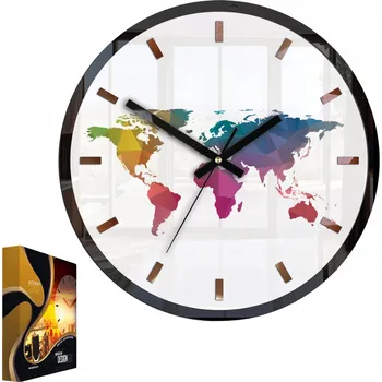 Hodiny Nástěnné hodiny v moderním stylu Akrylové Map Colorfull Kulatý Březové