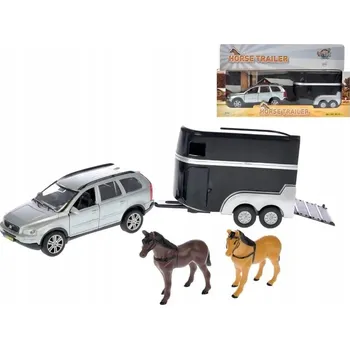 autíčko Kids Globe Volvo XC90 14 cm s přívěsem pro koně - model auta v krabici