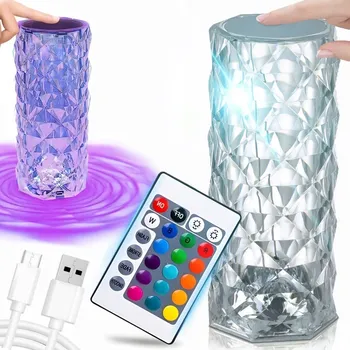 Lampička Stolní lampa RETOO, lampička růže, bezbarvá lampa 1 W