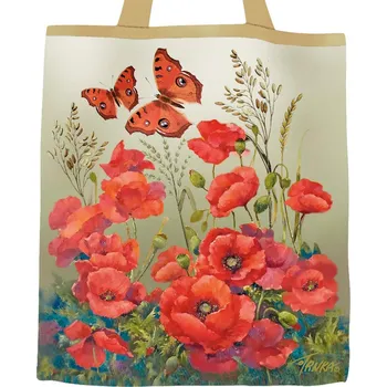 Plátěná nákupní taška, Vlčí máky na louce