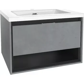 Koupelnový nábytek kielle Meara - Skříňka s umyvadlem 60 cm, beton/matná černá 50026S605