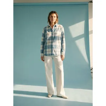 Pánská košile Sinsay - Flanelová košile s kostkovaným vzorem s příměsí bavlny - modrá - 912JW-05P - 912JW-05P-L