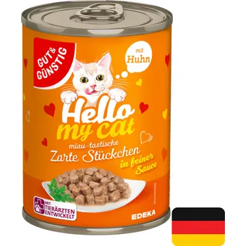 Gut & Günstig Hello My Cat konzerva 415 g Kuřecí maso v omáčce (Dovoz: Německo)