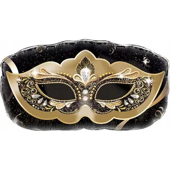 Balónek Fóliový balónek Černá karnevalová maska ŠŤASTNÝ NOVÝ ROK Silvestr