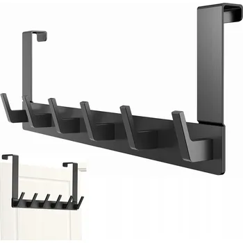 Věšák VĚŠÁK NA DVEŘE SE 6 HÁČKY, ÚSPORA MÍSTA, BEZ VRTÁNÍ, 40 CM