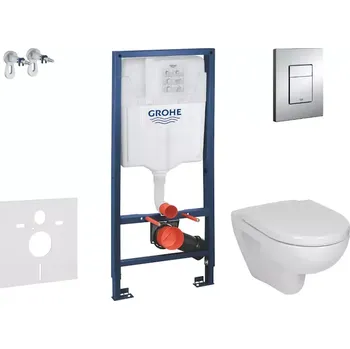 WC sada Grohe Rapid SL - Set předstěnové instalace, klozetu a sedátka Jika Lyra Plus, tlačítka Skate Cosmopolita, chrom 38528SET-KJ1