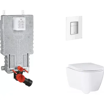 WC sada Grohe Uniset - Set předstěnové instalace, klozetu, sedátka SoftClose a tlačítka Skate Cosmopolitan, Moon White SANI15BB3115