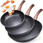 Vilde Pánve Black&Wood set 3 ks Ø20,24,28 cm 199011, mramorový povrch, indukce Černá