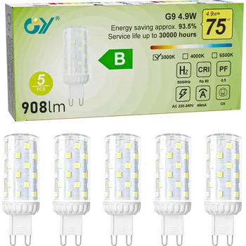 Žárovka LED žárovka GY G9 teplá bílá 4,9 W sada 5 kusů