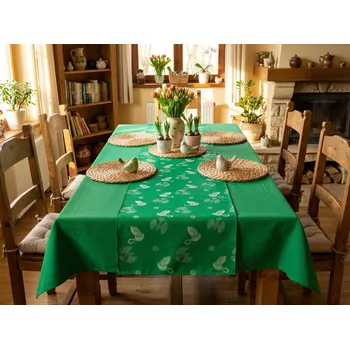 ubrus HEDVA ČESKÝ BROKÁT Ubrus Odaska 40x140 holubička zelená