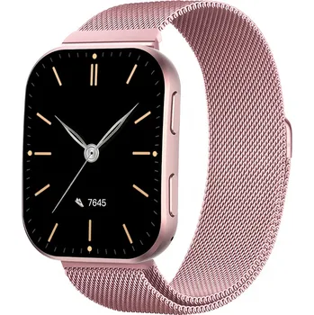 Chytré hodinky Madvell Venezia růžová s kovovým řemínkem + silikonový