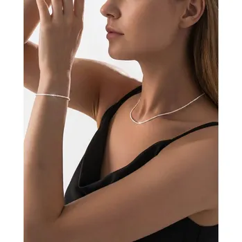 Souprava šperků B-TOP Třpytivá souprava náhrdelníku a náramku ve stříbrné barvě