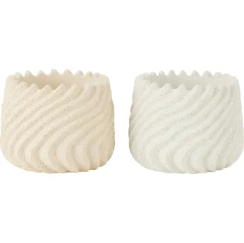 Obal na květináč Bílý a krémový cementový obal na květináč Maris - Ø 17*13,5 cm
