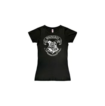 Dámské tričko Harry Potter: Erb Bradavic - Hogwarts Crest (S) černá bavlna