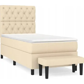 Postel vidaXL Box spring postel s matrací 80 x 200 cm textil [3136791] Barva: krémová