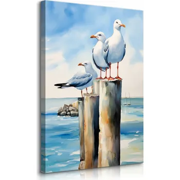 Obraz OBRAZ DO OBÝVACÍHO POKOJE MALOVANÉ MEVY ABSTRAKCE MOŘE KRAJINA 50x70