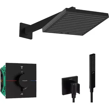 Sprchový set Hansgrohe - Sprchový set s termostatem pod omítku, s tělesem, 26x26 cm, matná černá SANI21HHH403