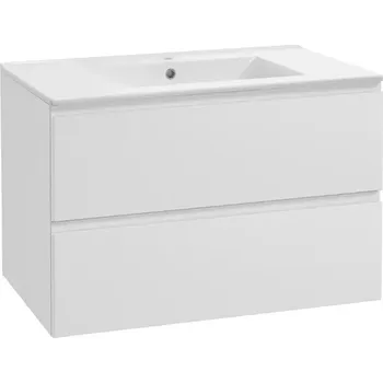 Koupelnový nábytek kielle Oudee - Skříňka včetně umyvadla, 80x55x46 cm, 2 zásuvky, lesklá bílá 50002S80