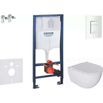 WC sada Grohe Rapid SL - Set předstěnové instalace, klozetu Oudee a sedátka softclose, tlačítko Skate Cosmopolitan, alpská bílá SANI11BA3101