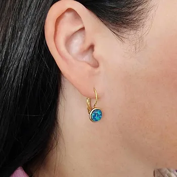 Šperk Elegantní náušnice z pozlacené chirurgické oceli s opálovým efektem č. 1717